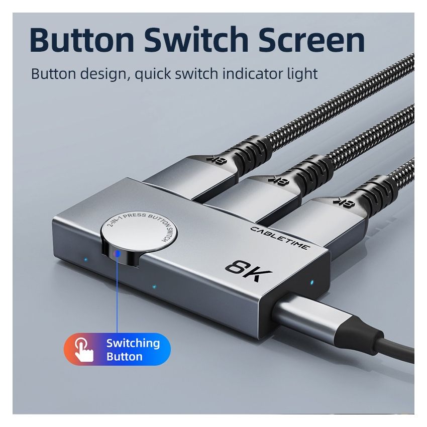 HDMI Switcher 2 In 1 Out HDMI 2.1 8K 4K 120Hz Bi-direction