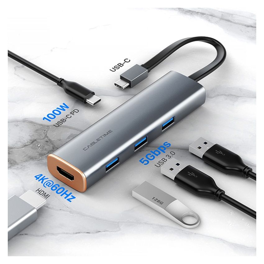 5 In 1 USB Type-C To HDMI Multiport Adapter With Power Delivery