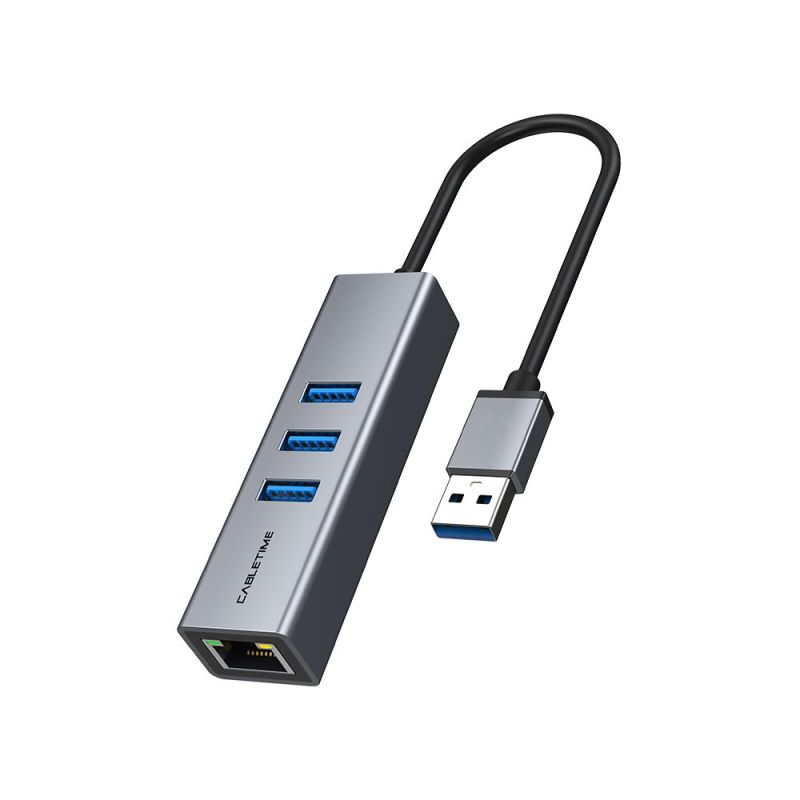LAN Adapter USB Hub 3 Ports w/ RJ45 Gigabit Ethernet