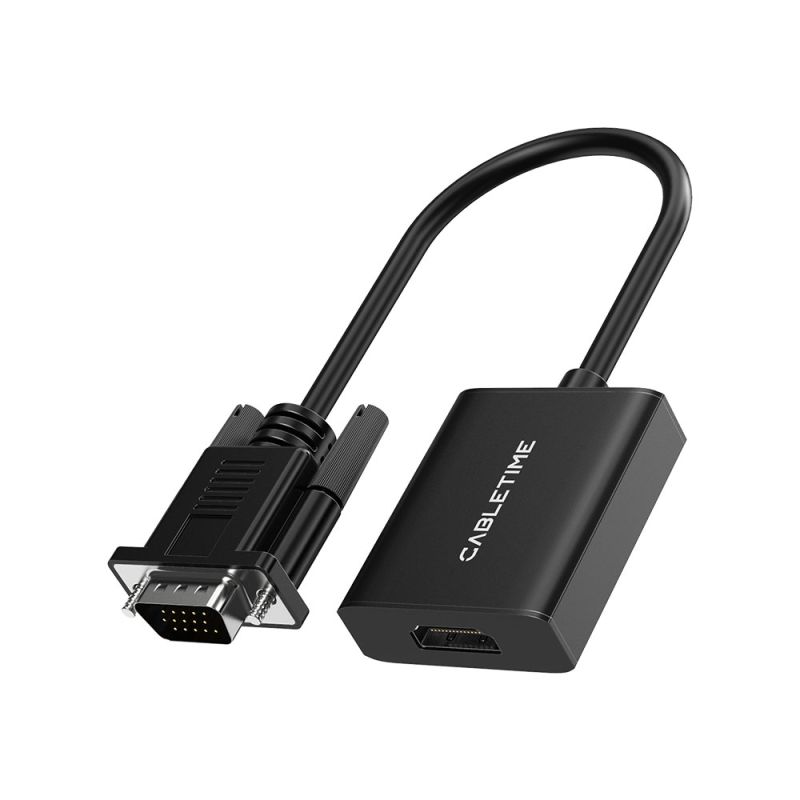 VGA to HDMI Adapter Converter 1080p dengan USB Audio & Power