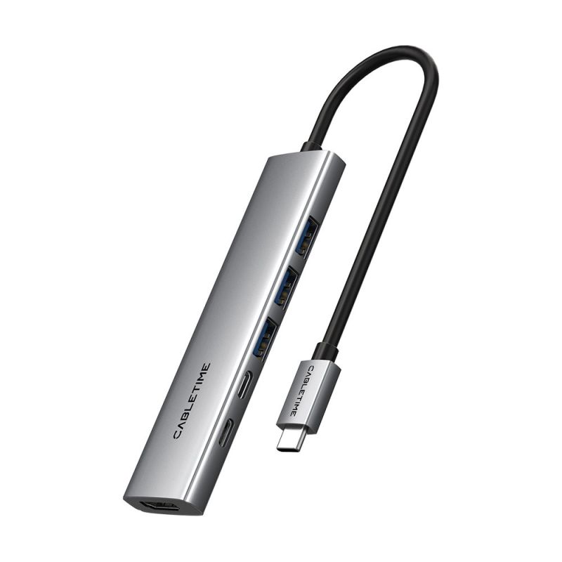 6In1 USB C Hub with HDMI and 100W Power Delivery for Macbook Pro Air