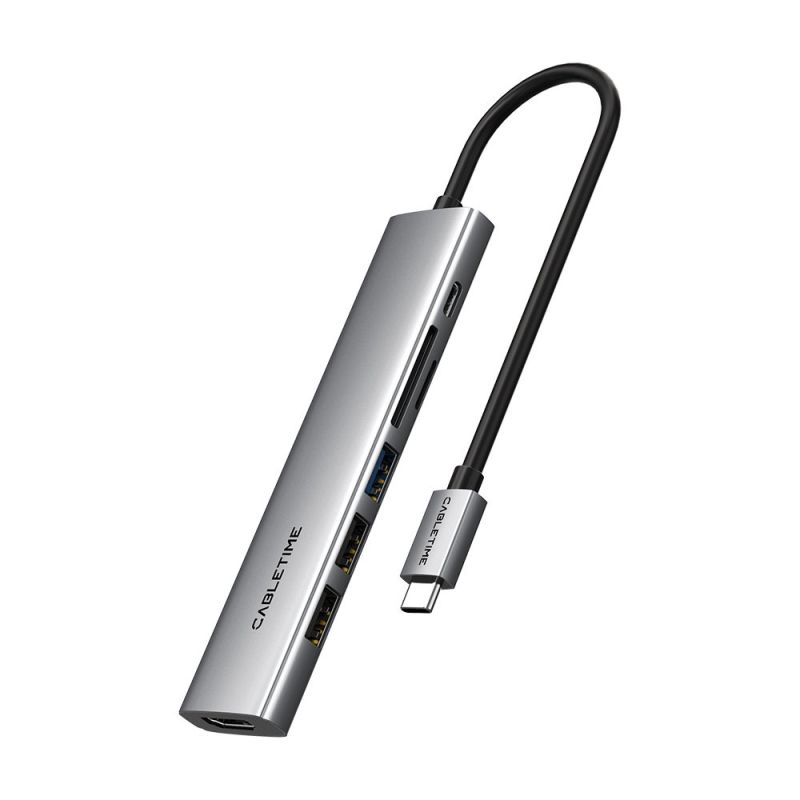 7In1 USB Type C Hub to HDMI 4K USB 3.0 TF/SD Slim Series w/ Power Delivery