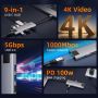 9In1 USB-C Hub with 4K HDMI Charging Ethernet Audio Jack