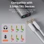 USB A+C External Sound Card Audio Adapter 2in1 Splitter Jack 3.5mm Mic & Headphone Output Aluminium Braided