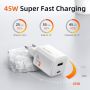 Adaptor Charger GaN 45W USB C and USB A Wall Charger