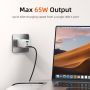 Adaptor GaN USB-C Charger 65W 3Ports Wall Charger for Laptop Phone
