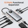 10 In 1 USB C Hub HDMI USB Ethernet SD TF MST for Macbook Pro