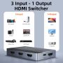 HDMI Switcher 3 In 1 Out 4K Premium Series w/ Manual Remote Control