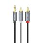 Kabel Aux 3.5mm Male to 2 RCA Male Braided