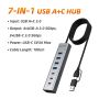 7in1 USB C Hub Multiport Adapter Type C USB A to 4 USB 3.0 + 3 USB-C High Speed 5Gbps Kabel 1M