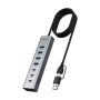 7in1 USB C Hub Multiport Adapter Type C USB A to 4 USB 3.0 + 3 USB-C High Speed 5Gbps Kabel 1M