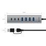 7in1 USB C Hub Multiport Adapter Type C USB A to 4 USB 3.0 + 3 USB-C High Speed 5Gbps Kabel 1M
