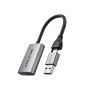 USB A+C External Sound Card Audio Adapter 2in1 Splitter Jack 3.5mm Mic & Headphone Output Aluminium Braided