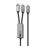 Kabel Data 2In1 Type C To Dual C 140W Nylon Braided PD Fast Charging For iPad iPhone Samsung